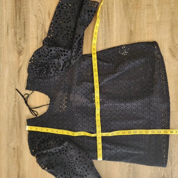 MUNTHE Como Blouse Black Eyelet Feminine Cotton Open Back EU 36 US 6 [flaw] - Picture 4 of 8